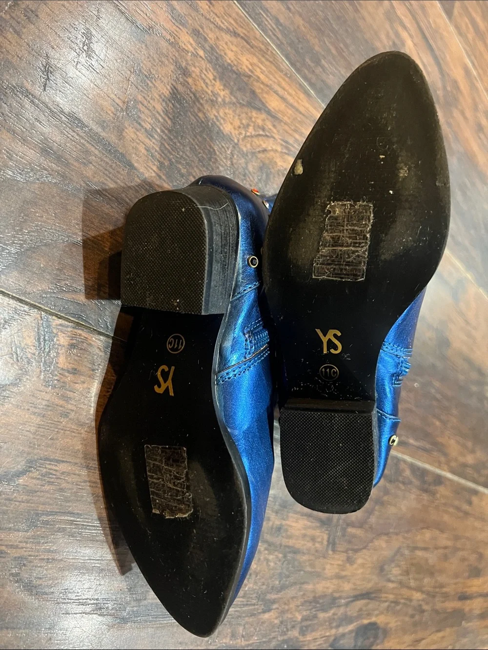 Yosi Samra Metallic Blue Studded Ankle Booties
